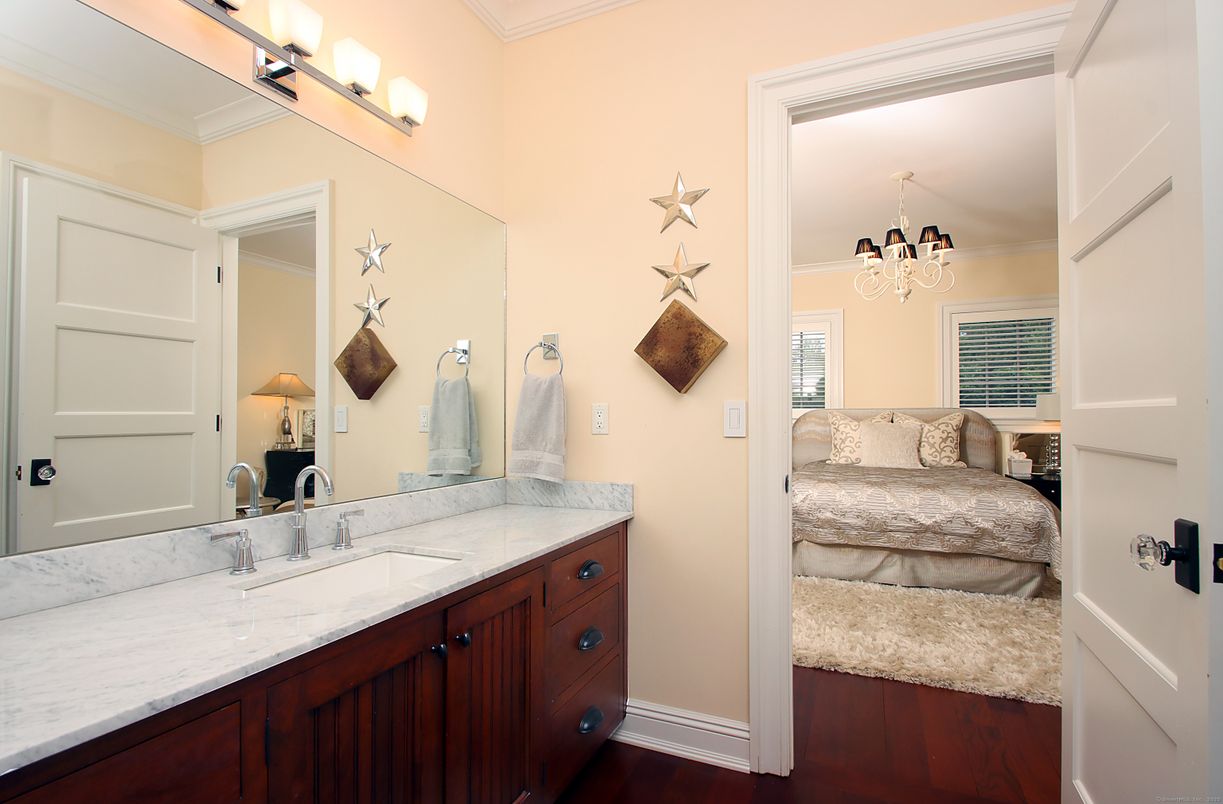 Bathroom, Chandelier, Interior, Wood Texture Flooring