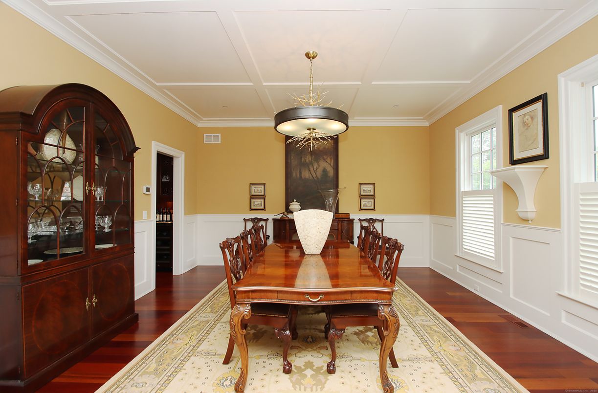 Chandelier, Dining room, Interior, Wood Texture Flooring