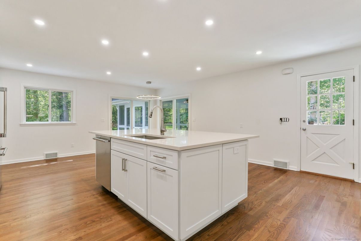Interior, Kitchen, Recessed Lighting, Wood Texture Flooring
