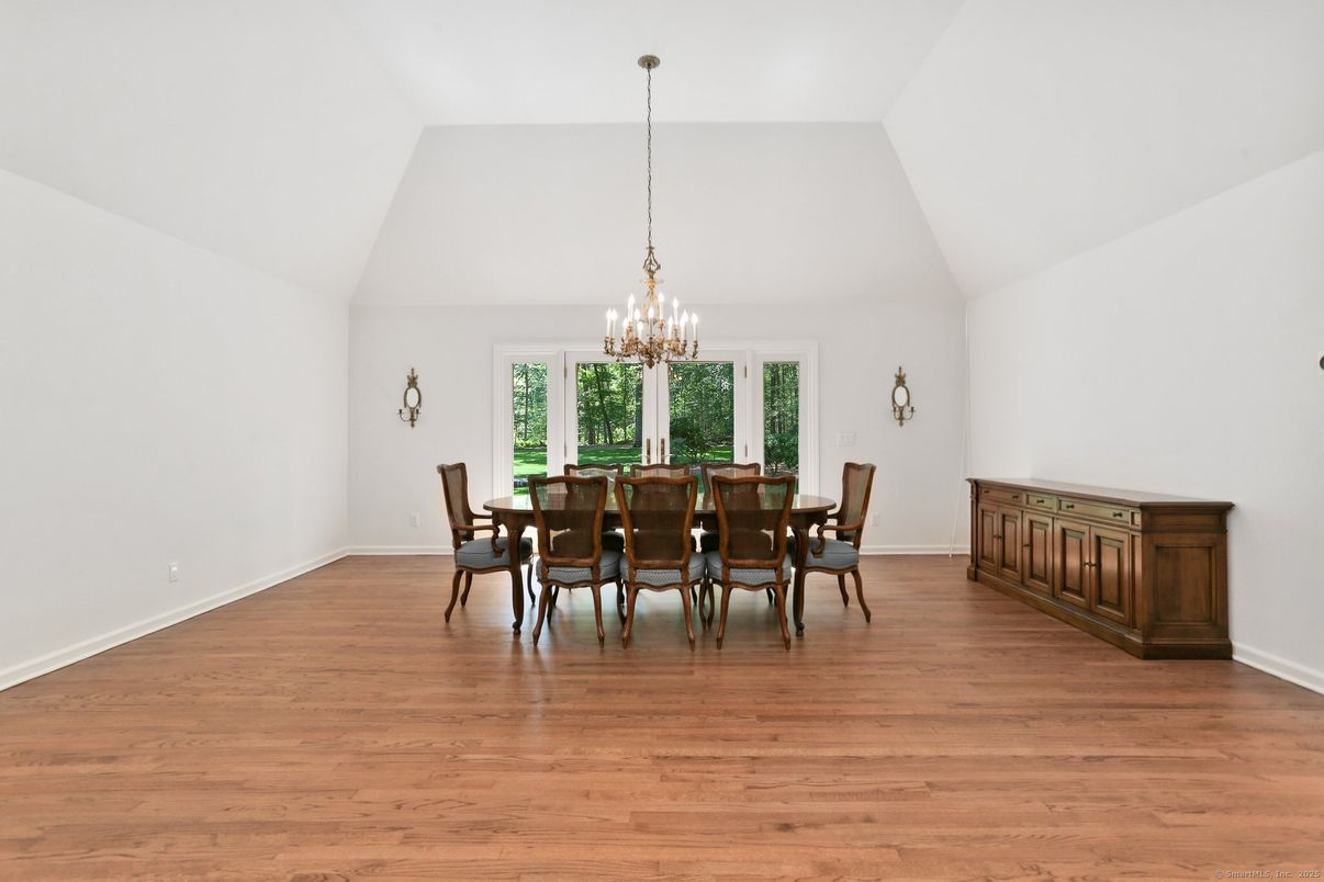 Chandelier, Dining room, Interior, Wood Texture Flooring