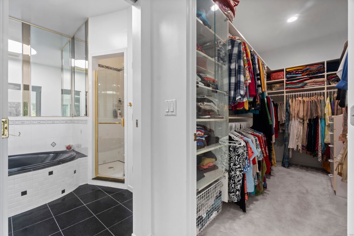 Bathroom, Glass Shower, Interior, Recessed Lighting, Walk-in Closets