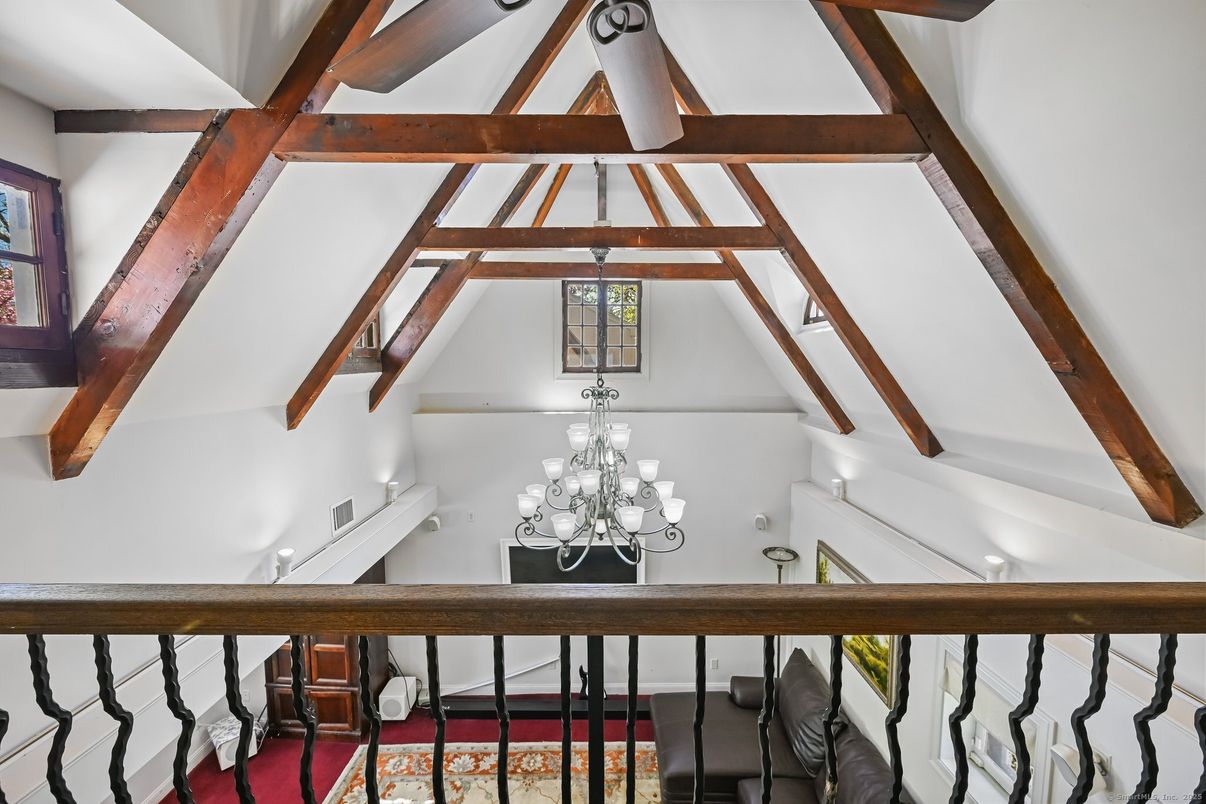 Chandelier, Interior, Wooden Beams