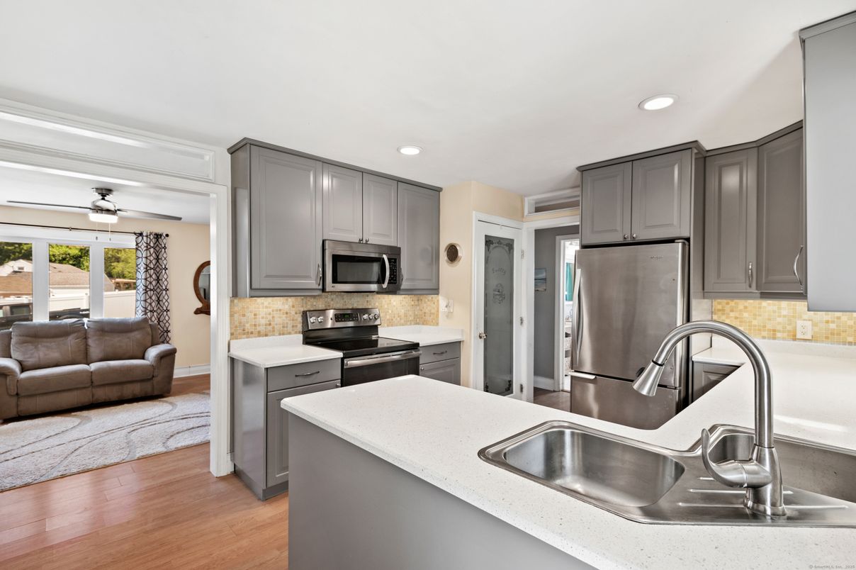 Interior, Kitchen, Recessed Lighting, Wood Texture Flooring