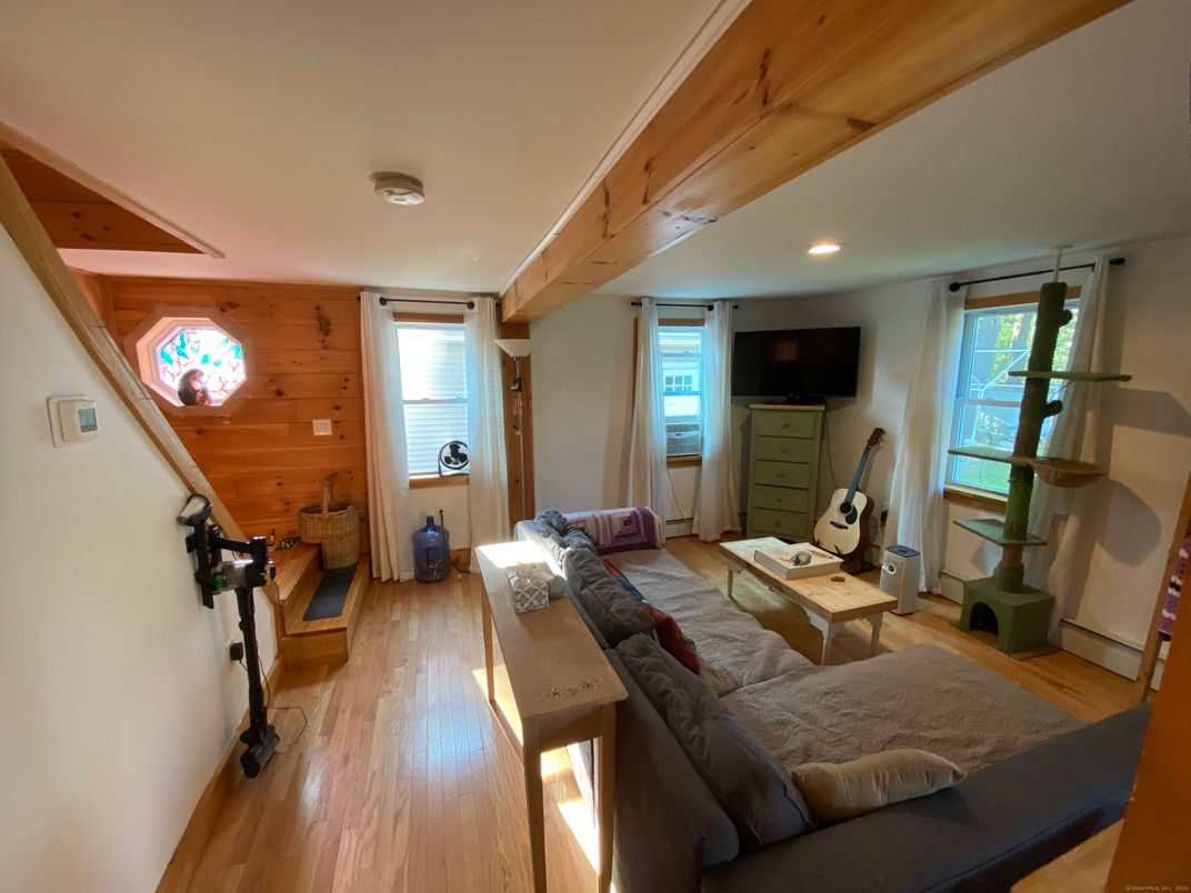 Interior, Living room, Recessed Lighting, Wood Texture Flooring, Wooden Walls
