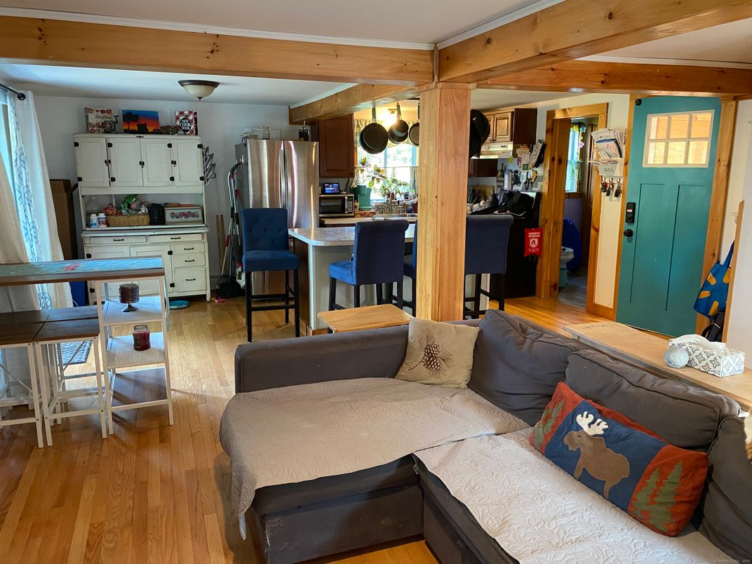 Interior, Kitchen, Living room, Stainless Steel Appliances, Wooden Beams, Wood Texture Flooring