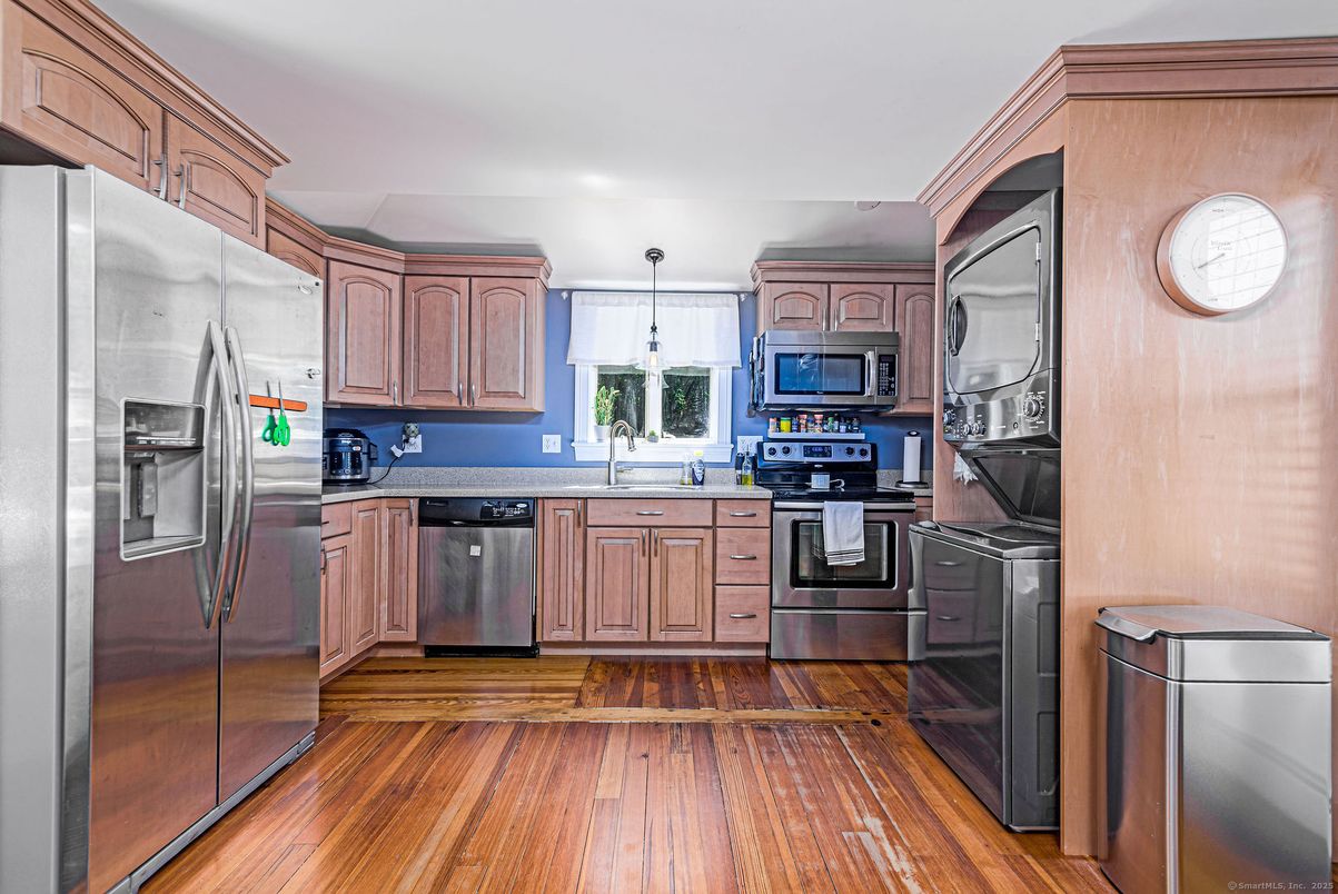 Interior, Kitchen, Pendant Lights, Stainless Steel Appliances, Wood Texture Flooring