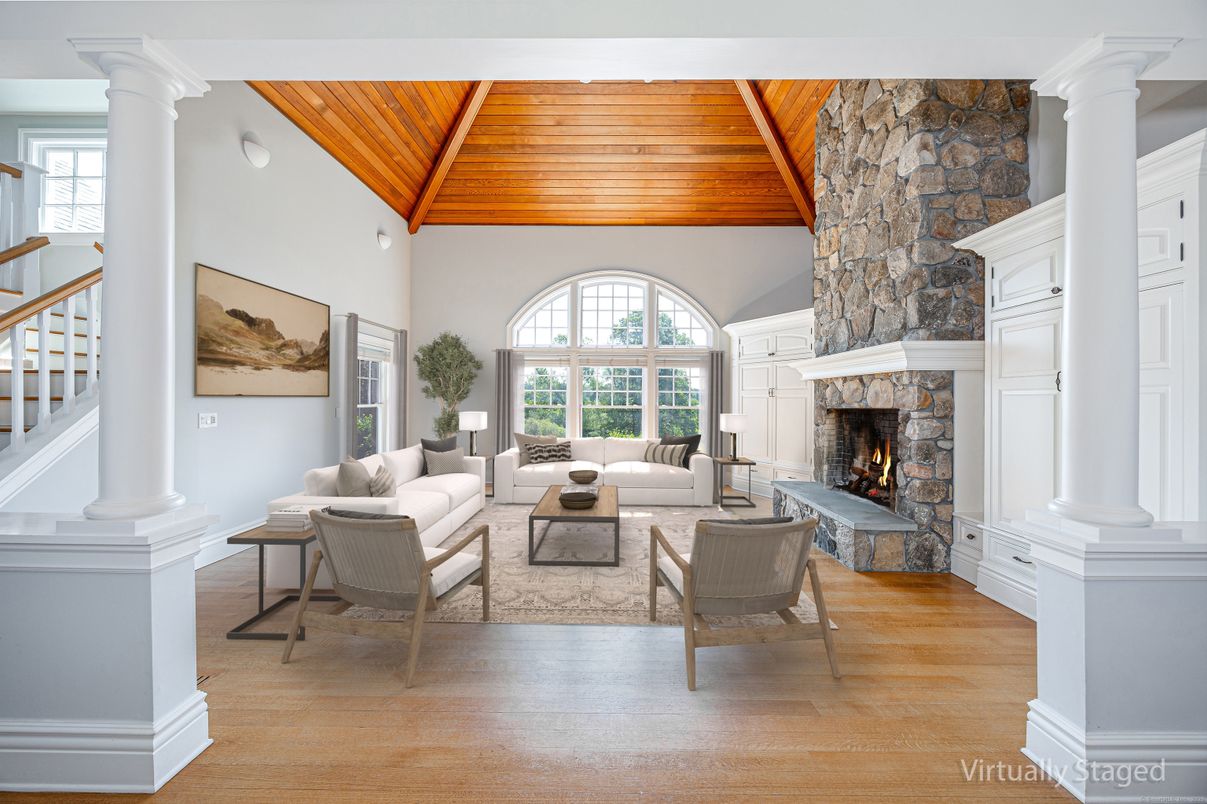 Fireplace, Interior, Living room, Stone Walls, Wooden Beams, Wooden Ceilings, Wood Texture Flooring