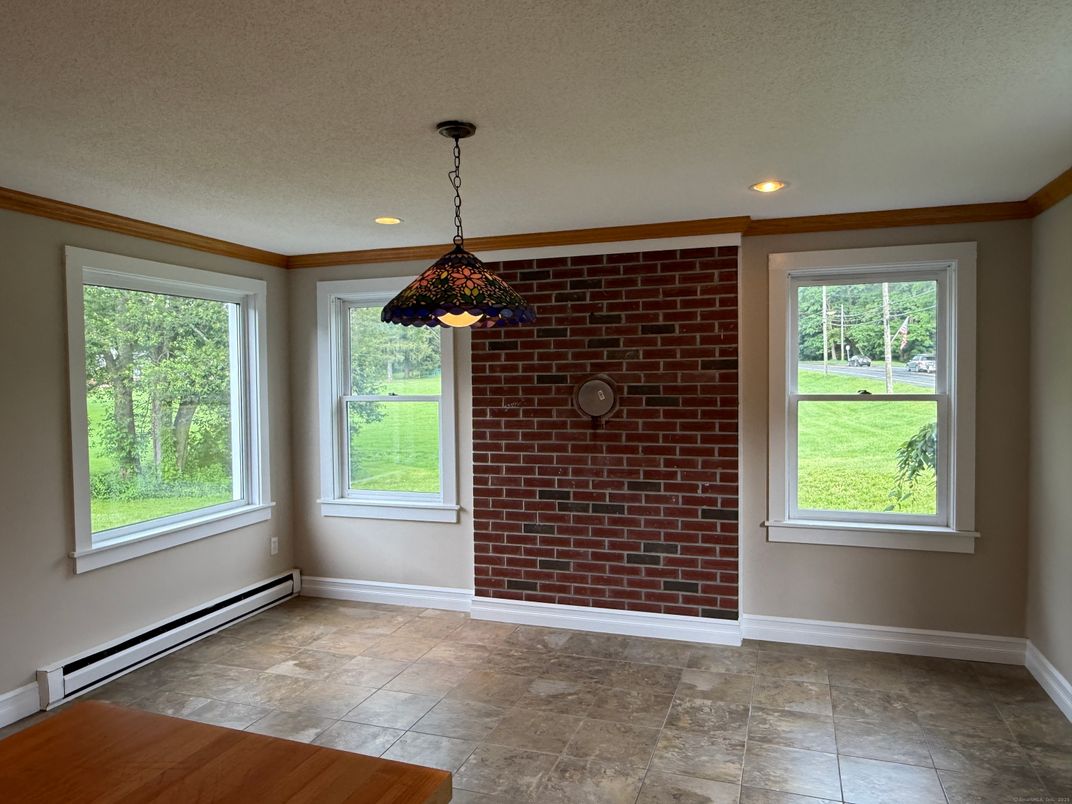 Empty room, Interior, Pendant Lights, Recessed Lighting, Stone Walls