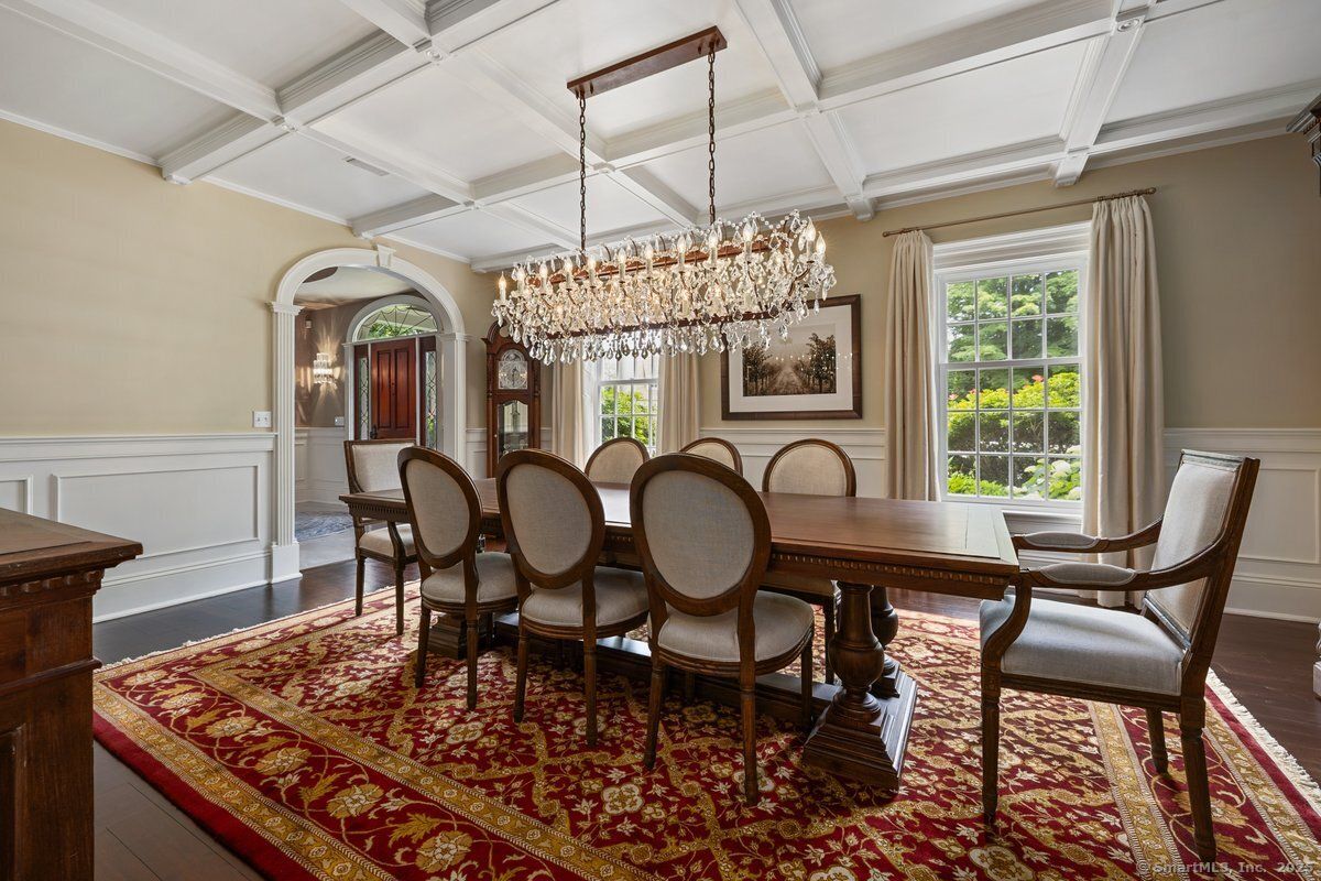 Chandelier, Dining room, Interior, Wood Texture Flooring