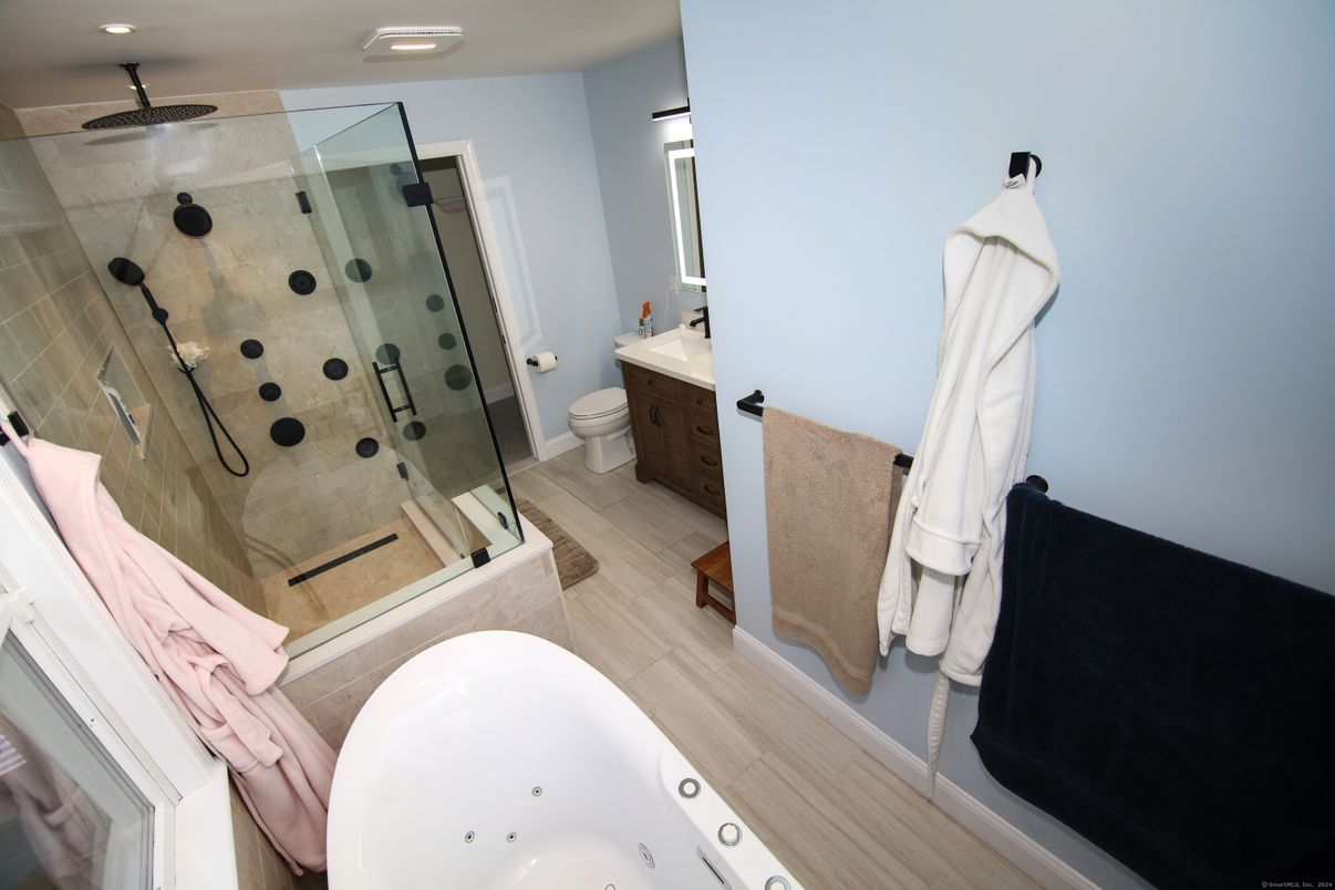 Bathroom, Glass Shower, Interior, Recessed Lighting