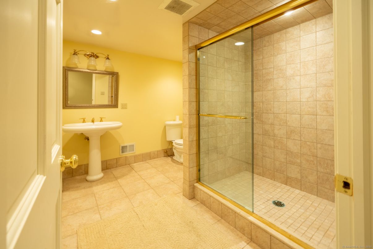 Bathroom, Glass Shower, Interior, Recessed Lighting