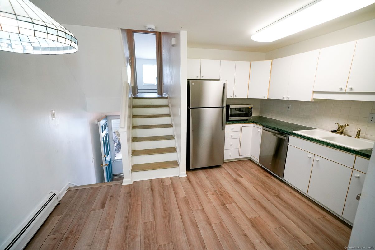 Interior, Kitchen, Stainless Steel Appliances, Wood Texture Flooring