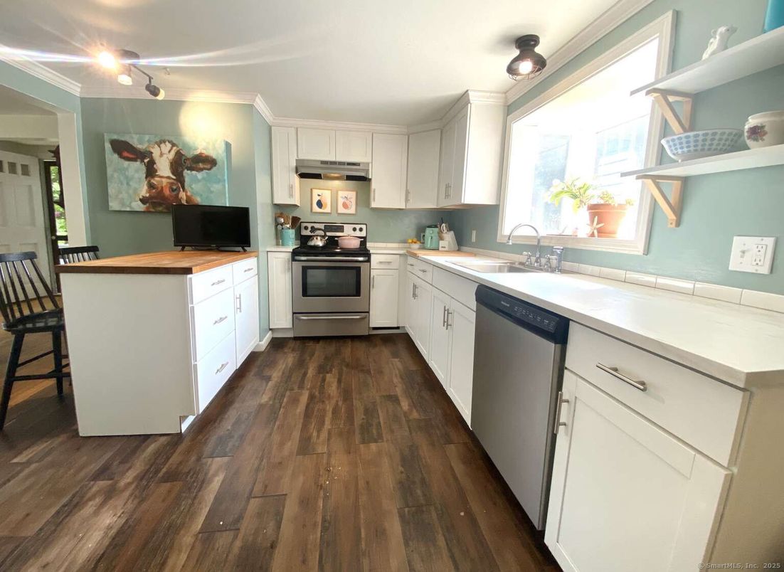 Interior, Kitchen, Stainless Steel Appliances, Wood Texture Flooring