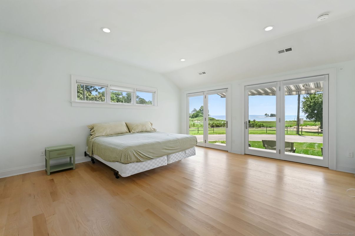 Bedroom, Interior, Recessed Lighting, Water, Wood Texture Flooring