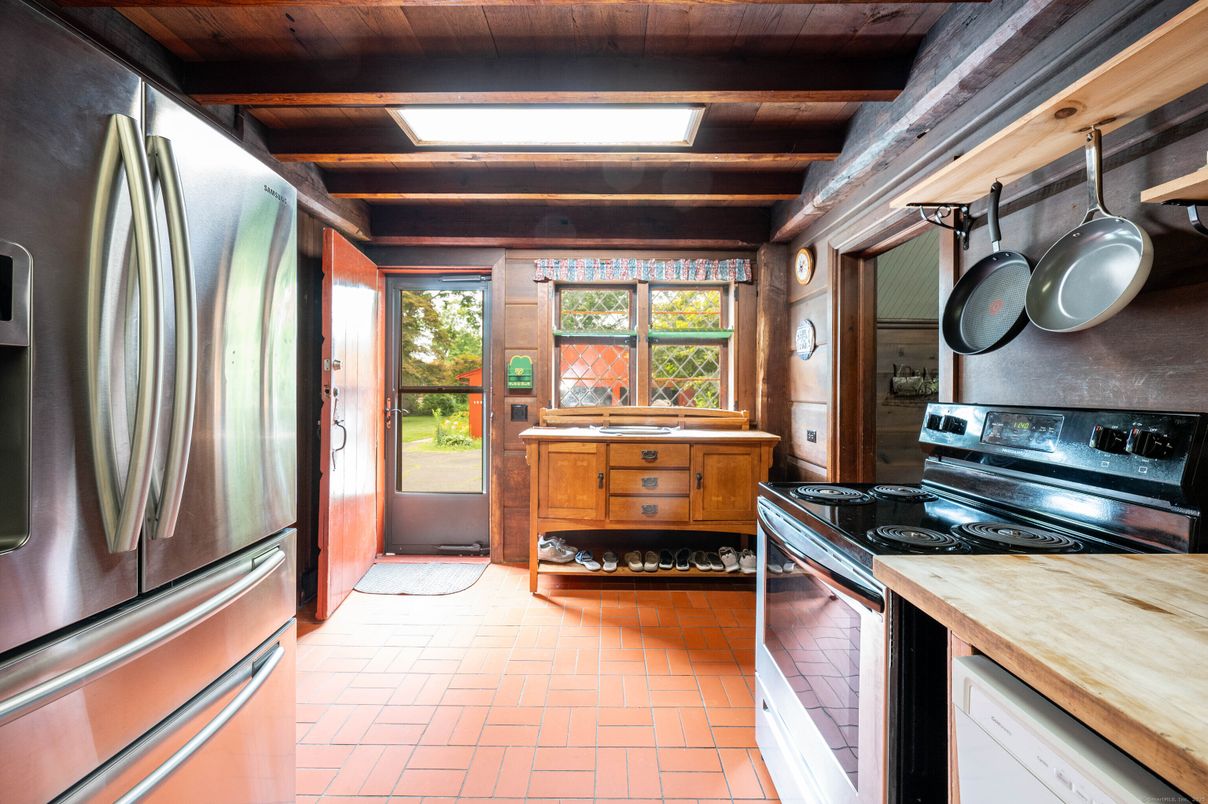 Interior, Kitchen, Stainless Steel Appliances, Wooden Beams