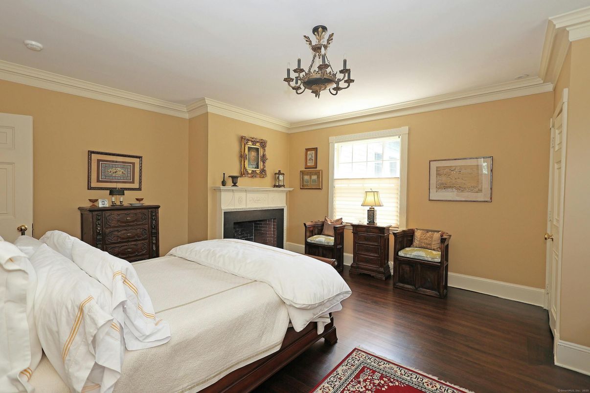 Bedroom, Fireplace, Interior, Wood Texture Flooring