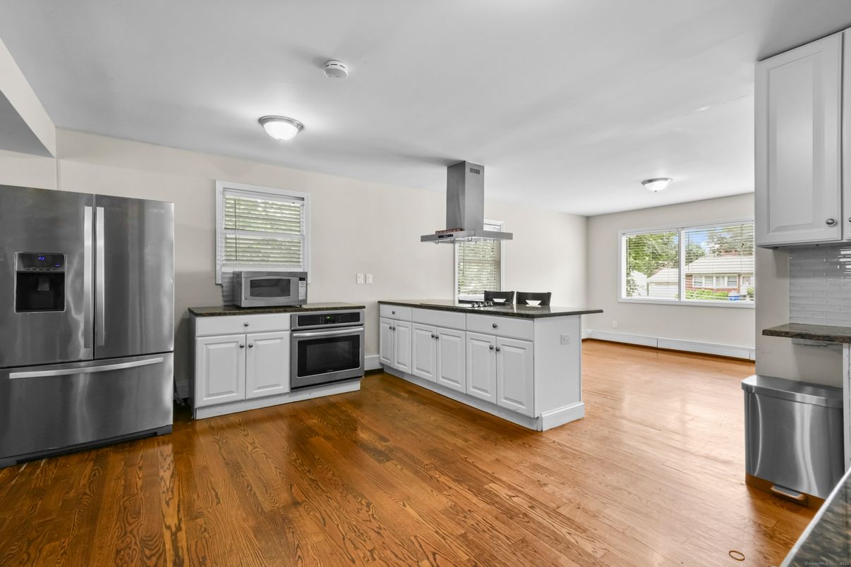 Interior, Kitchen, Stainless Steel Appliances, Wood Texture Flooring