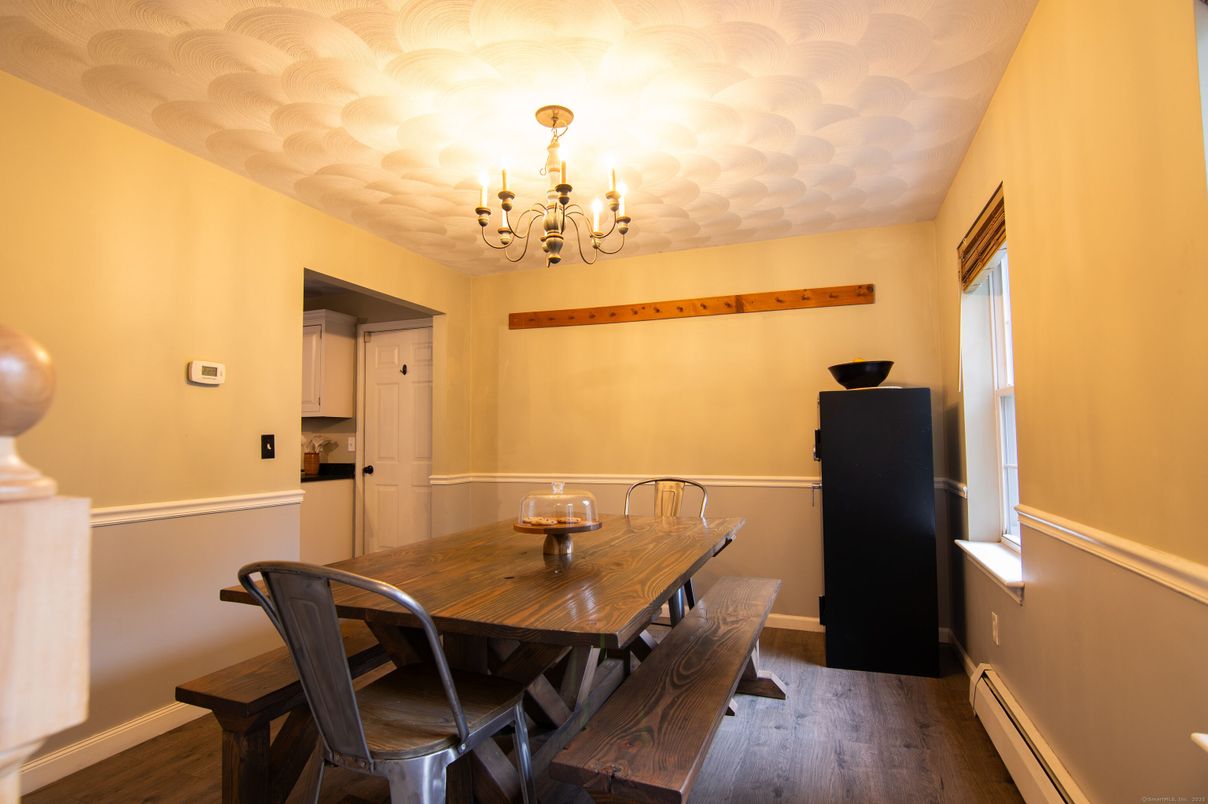 Chandelier, Dining room, Interior, Wood Texture Flooring