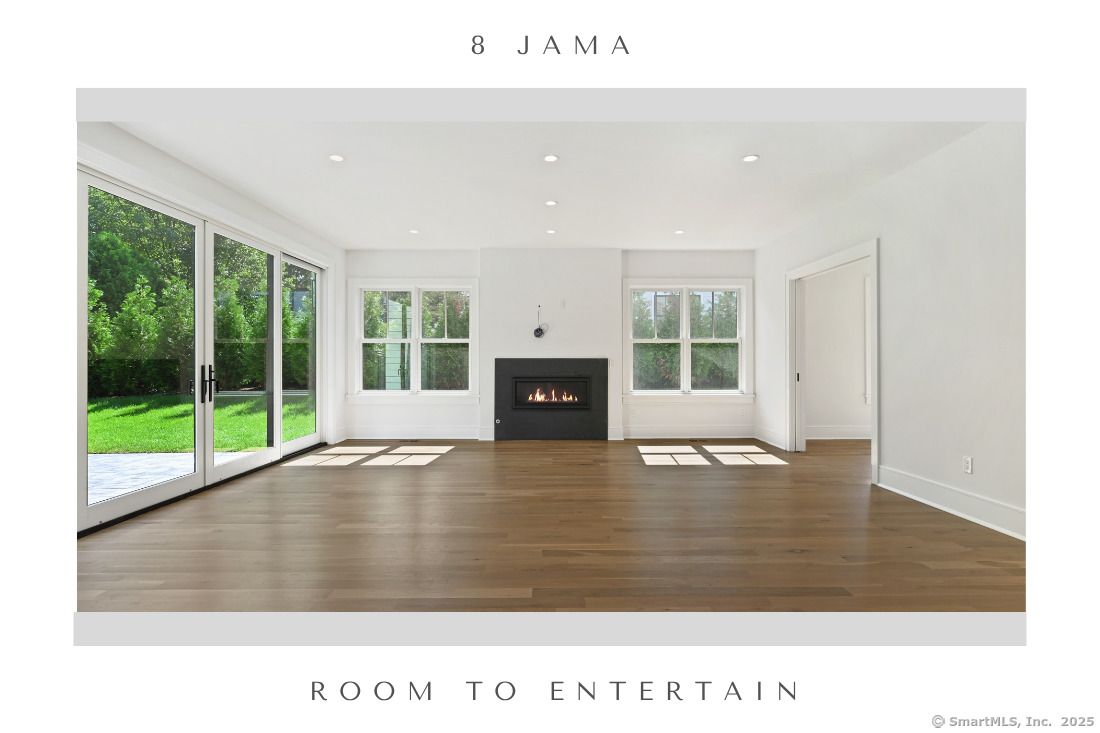 Empty room, Fireplace, Interior, Recessed Lighting, Wood Texture Flooring
