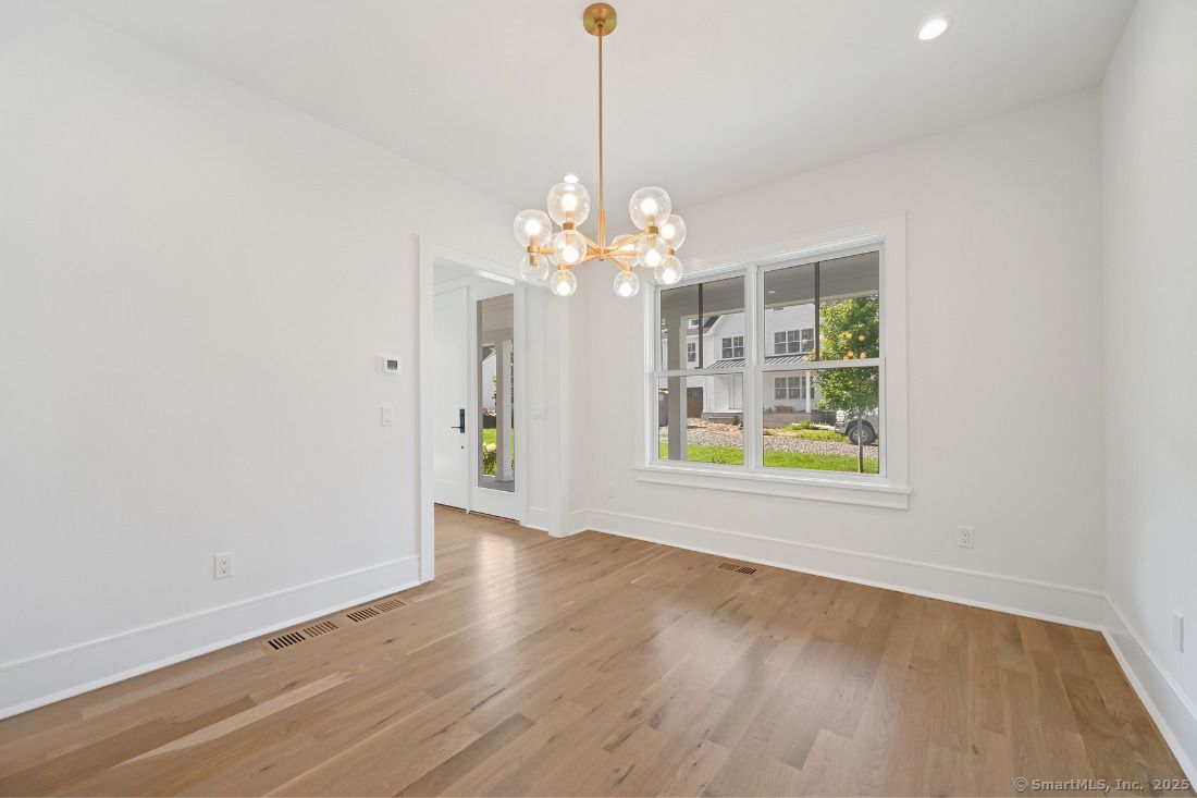 Empty room, Interior, Pendant Lights, Recessed Lighting, Wood Texture Flooring