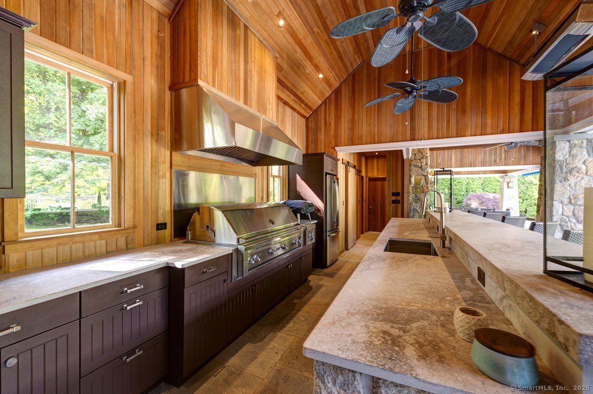 Interior, Kitchen, Recessed Lighting, Wooden Ceilings, Wood Texture Flooring, Wooden Walls