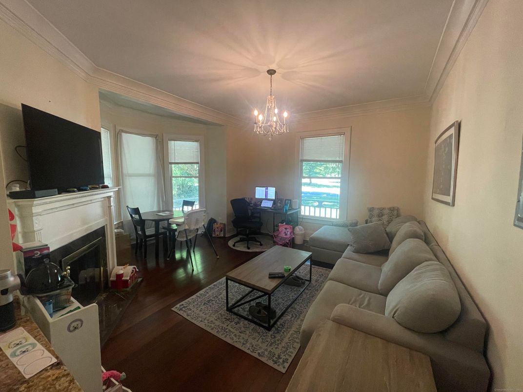 Chandelier, Dining room, Fireplace, Interior, Living room, Wood Texture Flooring