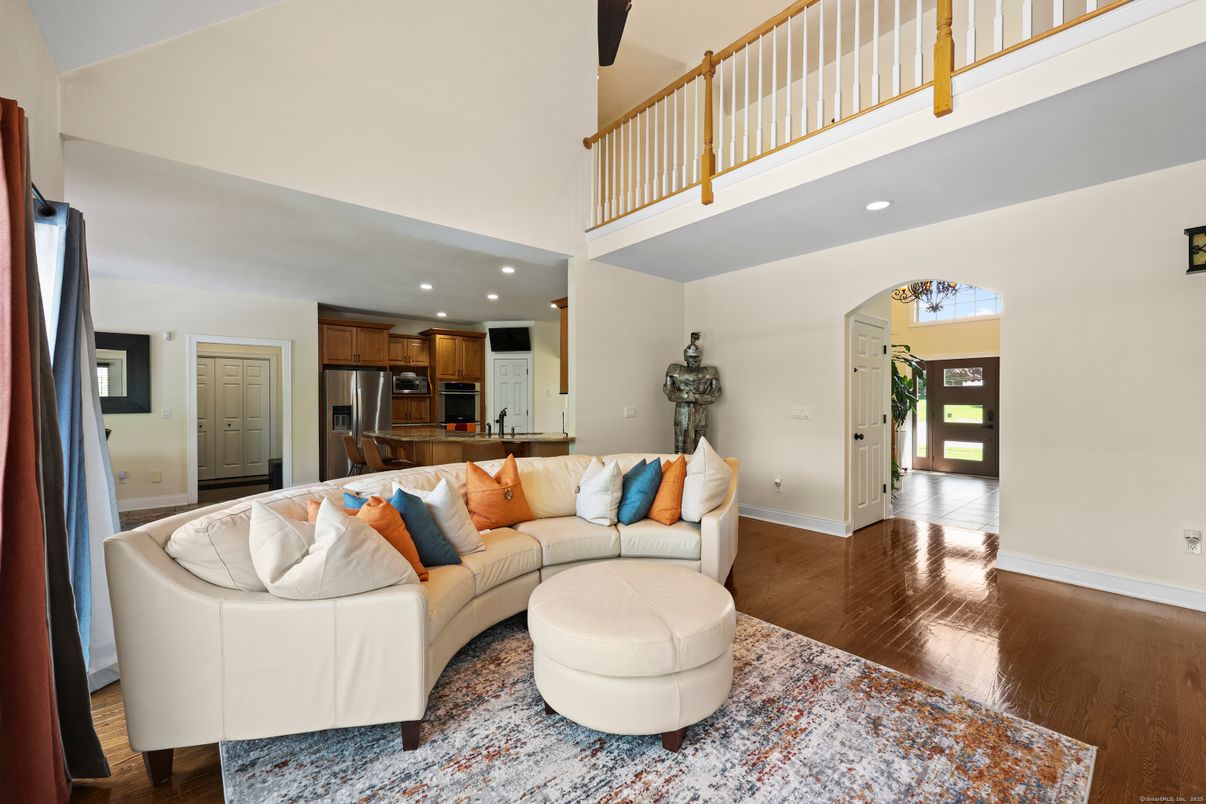 Interior, Kitchen, Living room, Recessed Lighting, Stainless Steel Appliances, Wood Texture Flooring