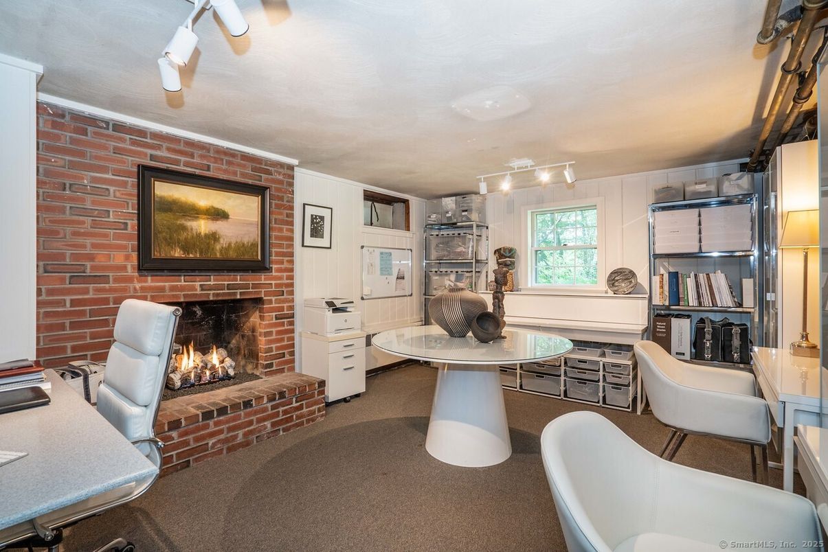 Fireplace, Home Office, Interior, Stone Walls