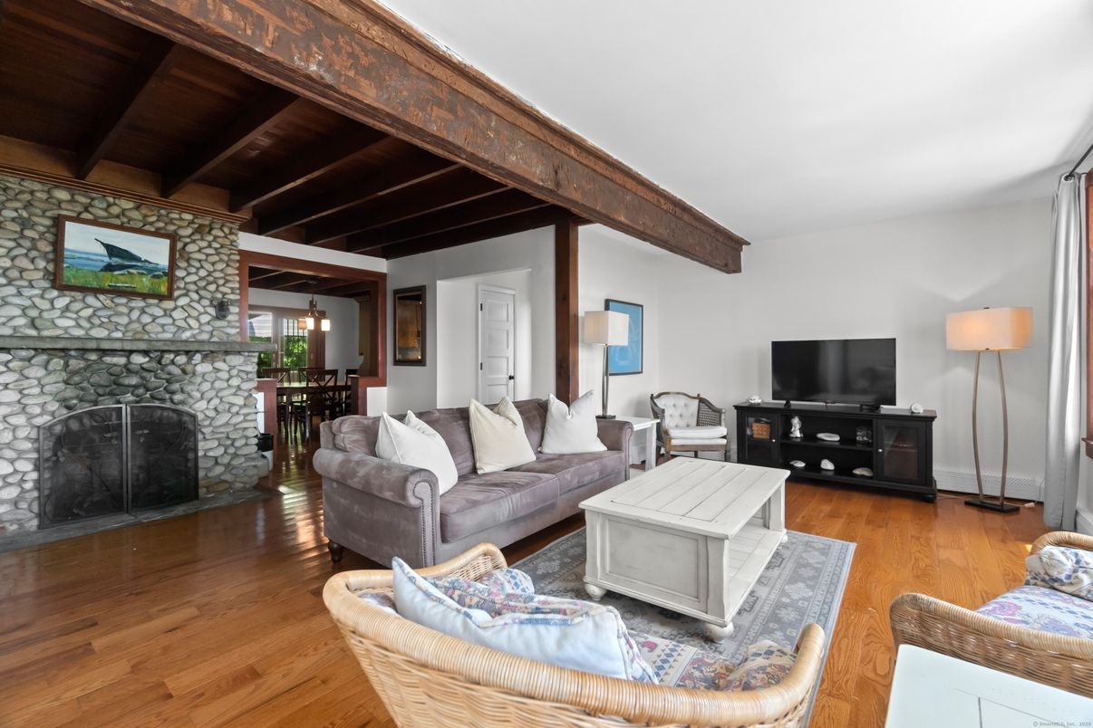 Fireplace, Interior, Living room, Stone Walls, Wooden Beams, Wooden Ceilings, Wood Texture Flooring