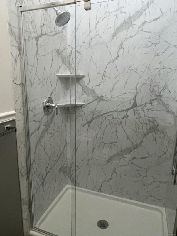 Bathroom, Glass Shower, Interior, Marble Walls
