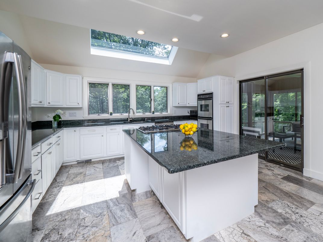 Glass Ceilings, Interior, Kitchen, Marble, Recessed Lighting, Stainless Steel Appliances