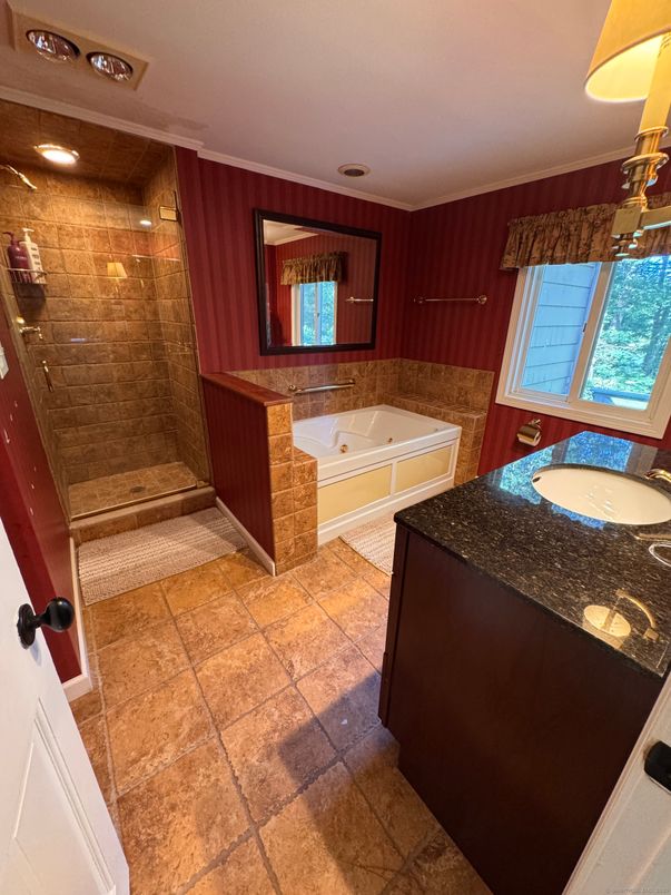 Bathroom, Glass Shower, Interior, Recessed Lighting