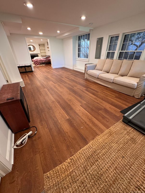 Interior, Living room, Recessed Lighting, Wood Texture Flooring