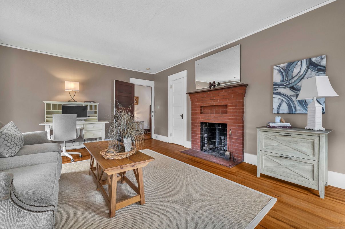 Fireplace, Home Office, Interior, Wood Texture Flooring