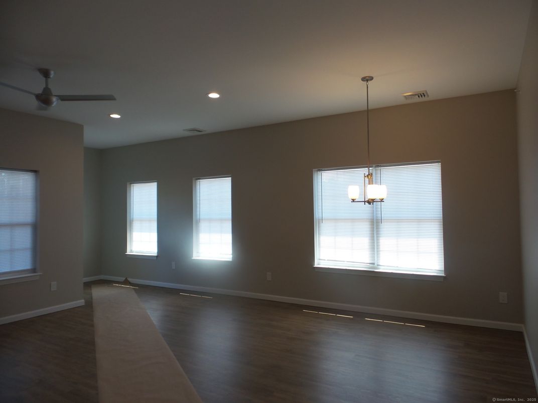 Empty room, Interior, Pendant Lights, Recessed Lighting, Wood Texture Flooring