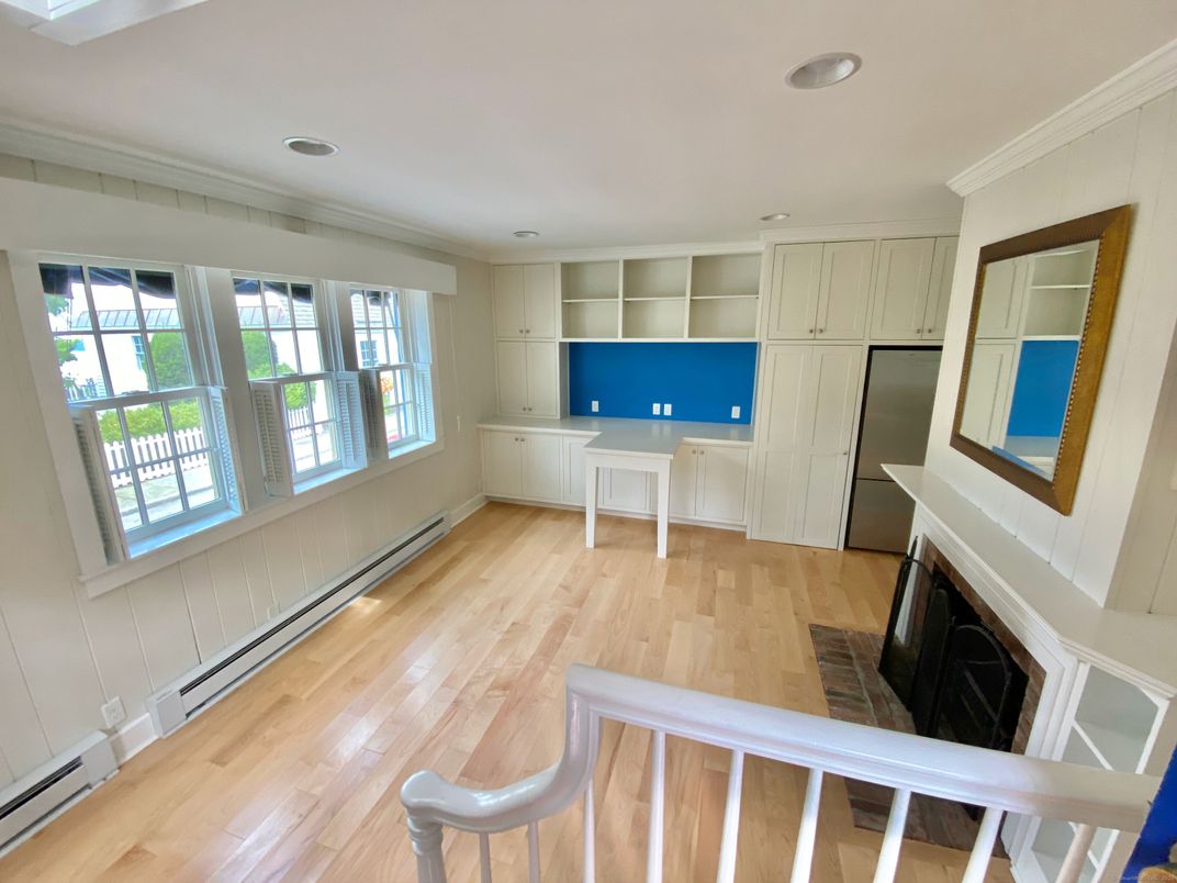 Fireplace, Interior, Recessed Lighting, Wood Texture Flooring