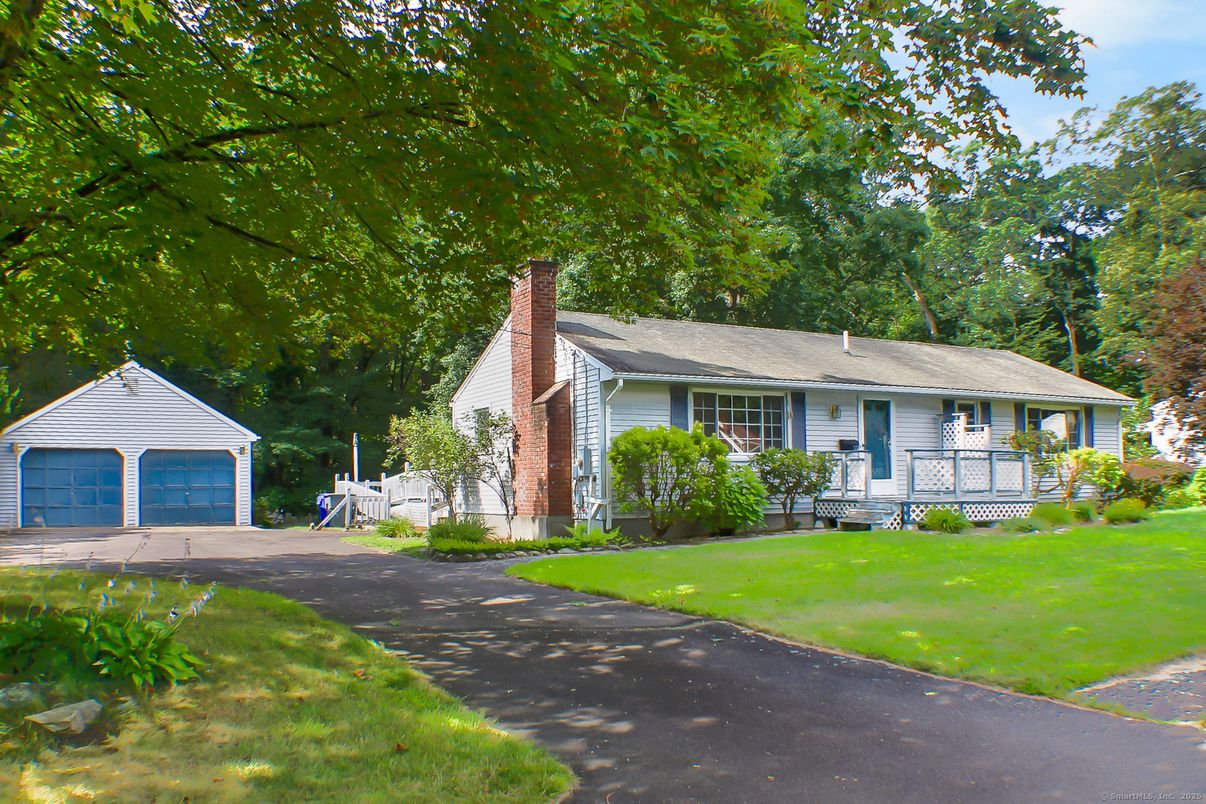 Backyard, Detached Garage, Exterior, Facade, Ranch