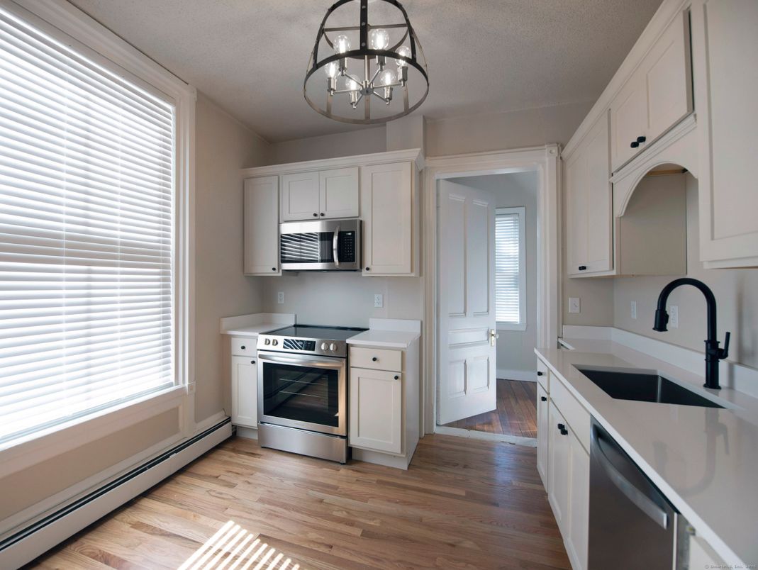 Interior, Kitchen, Stainless Steel Appliances, Wood Texture Flooring