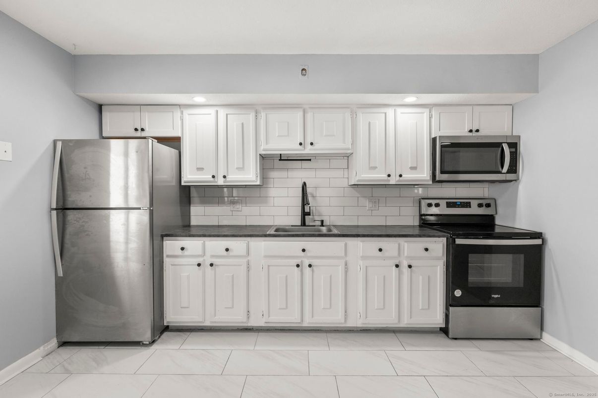 Interior, Kitchen, Marble, Recessed Lighting, Stainless Steel Appliances
