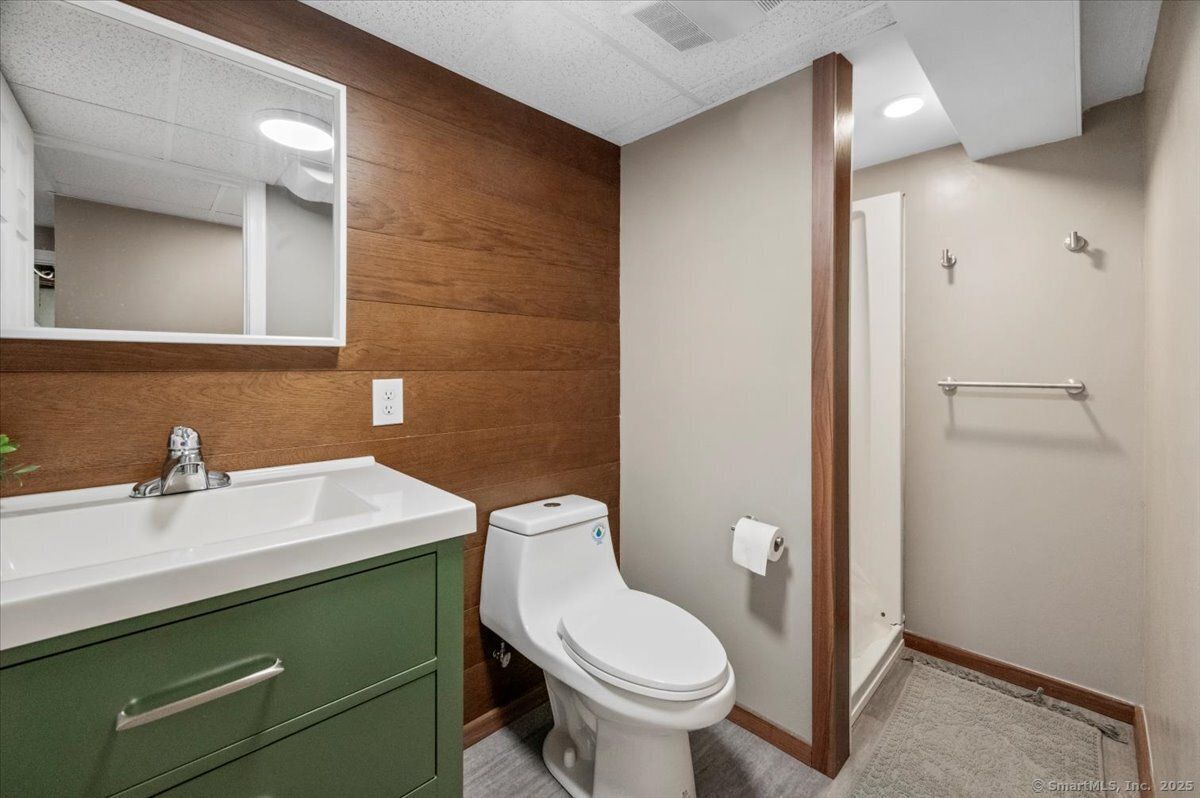 Bathroom, Interior, Recessed Lighting, Wooden Walls