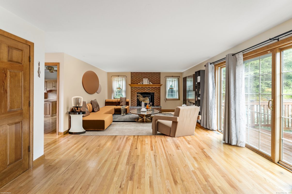 Fireplace, Interior, Living room, Stone Walls, Wood Texture Flooring