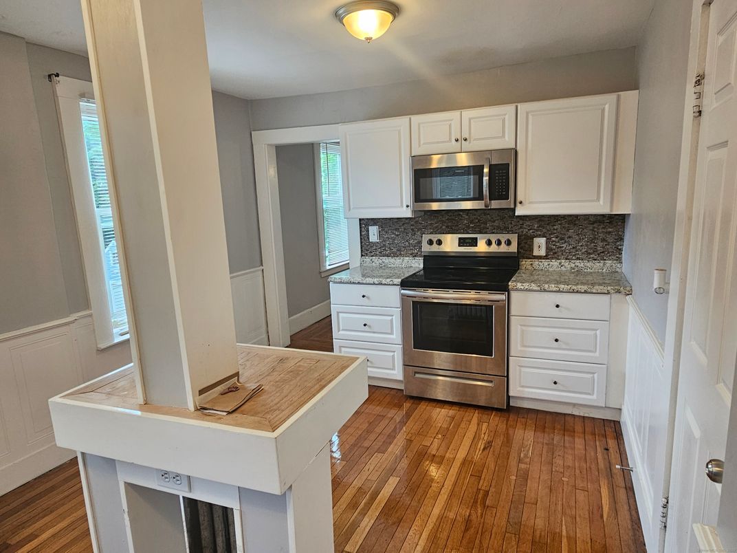 Interior, Kitchen, Stainless Steel Appliances, Wood Texture Flooring