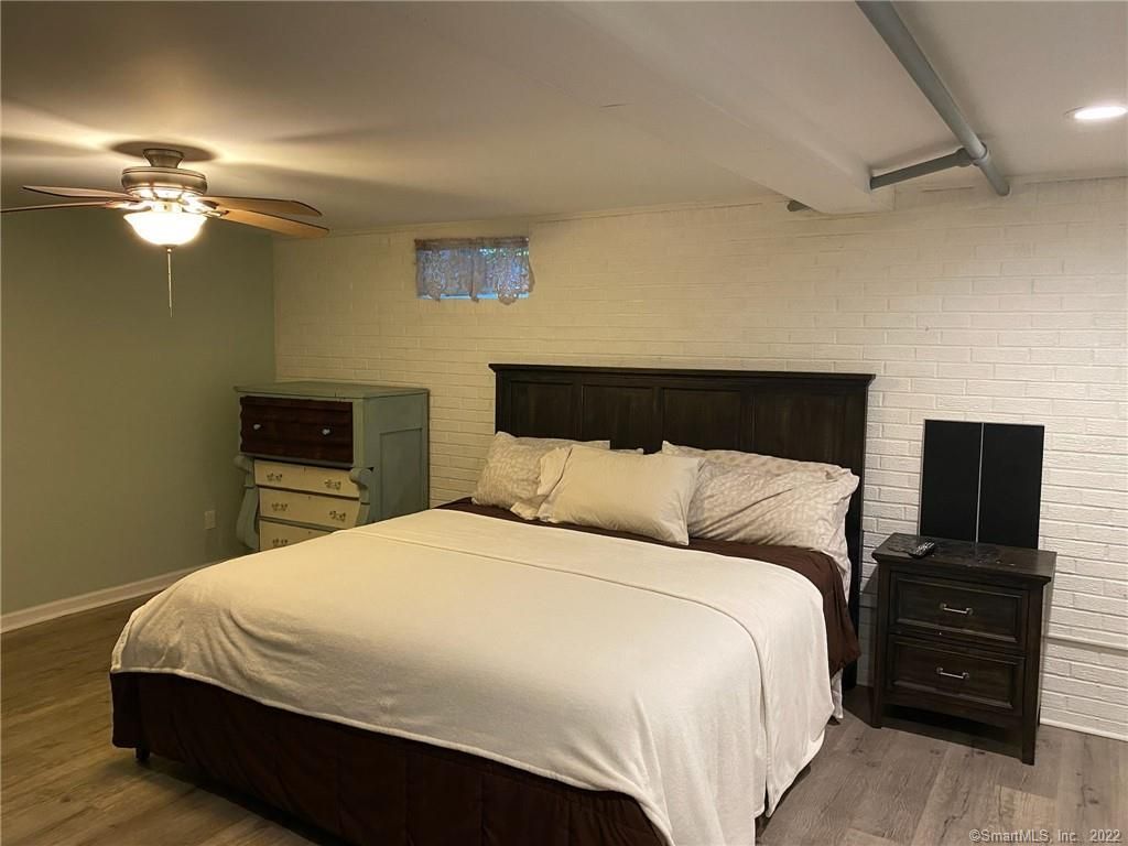 Bedroom, Interior, Recessed Lighting, Stone Walls, Wood Texture Flooring