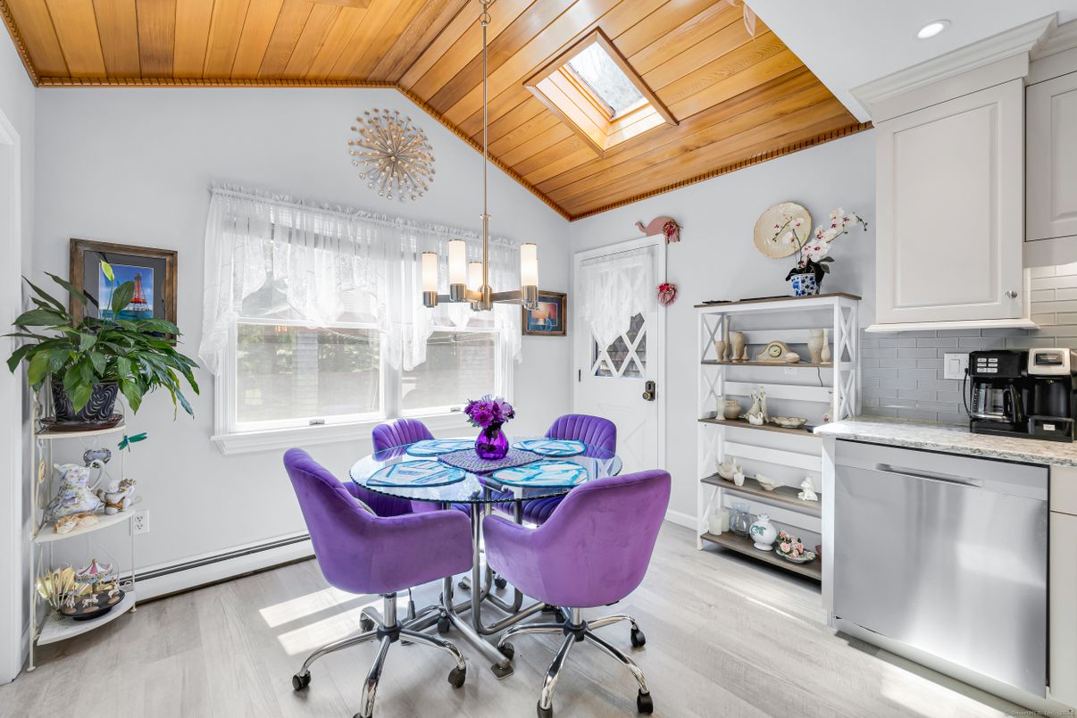 Dining room, Interior, Kitchen, Recessed Lighting, Wooden Ceilings, Wood Texture Flooring