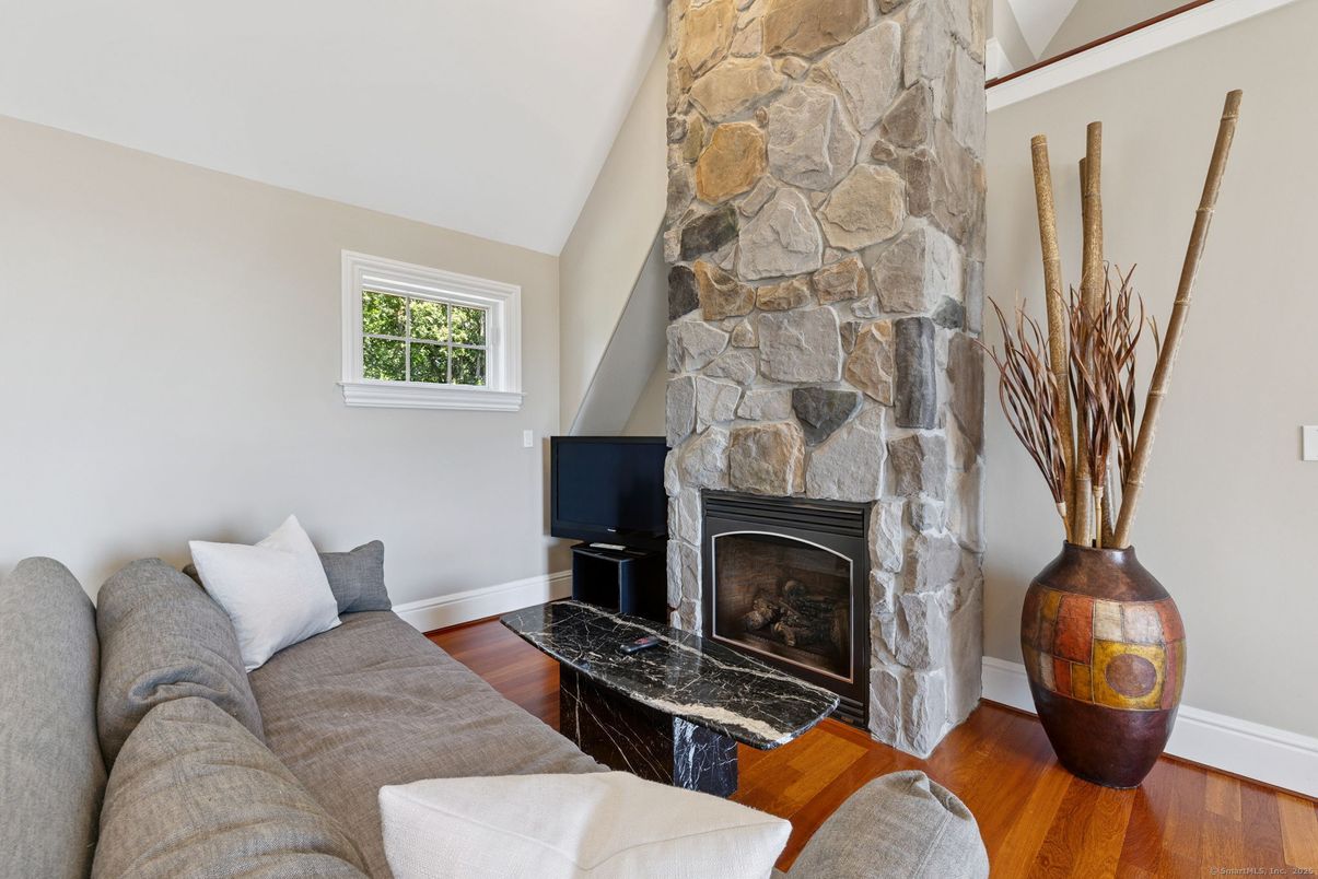 Fireplace, Interior, Living room, Stone Walls, Wood Texture Flooring