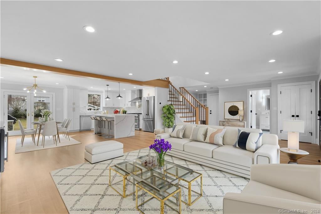 Dining room, Interior, Kitchen, Living room, Pendant Lights, Recessed Lighting, Wood Texture Flooring