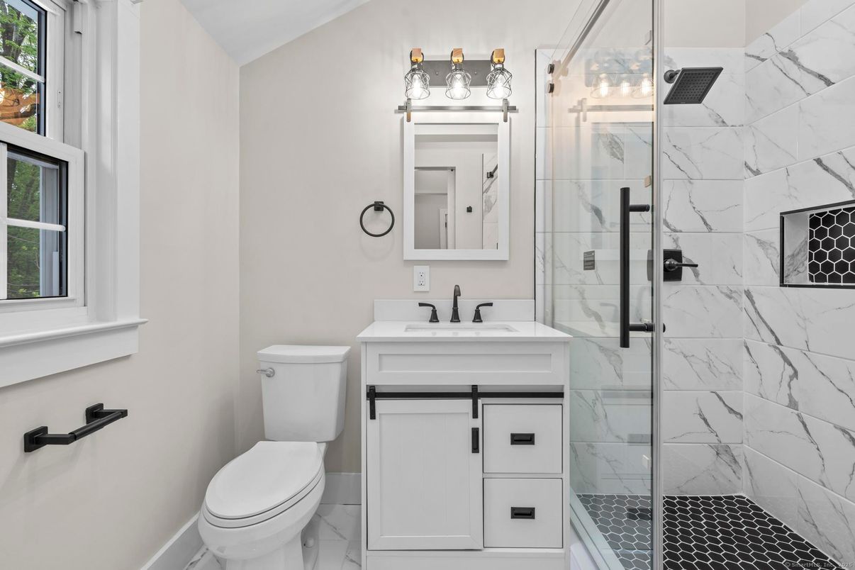 Bathroom, Glass Shower, Interior, Marble Walls