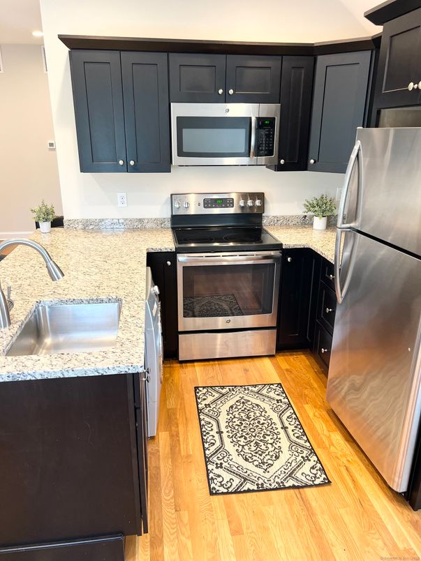 Interior, Kitchen, Stainless Steel Appliances, Wood Texture Flooring