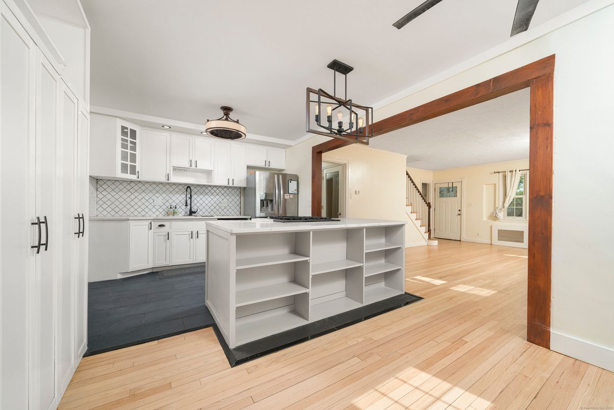 Interior, Kitchen, Pendant Lights, Stainless Steel Appliances, Wood Texture Flooring