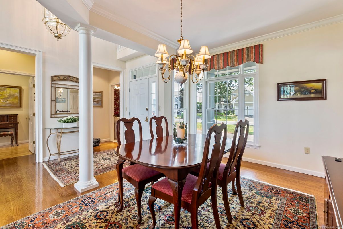 Chandelier, Dining room, Interior, Wood Texture Flooring